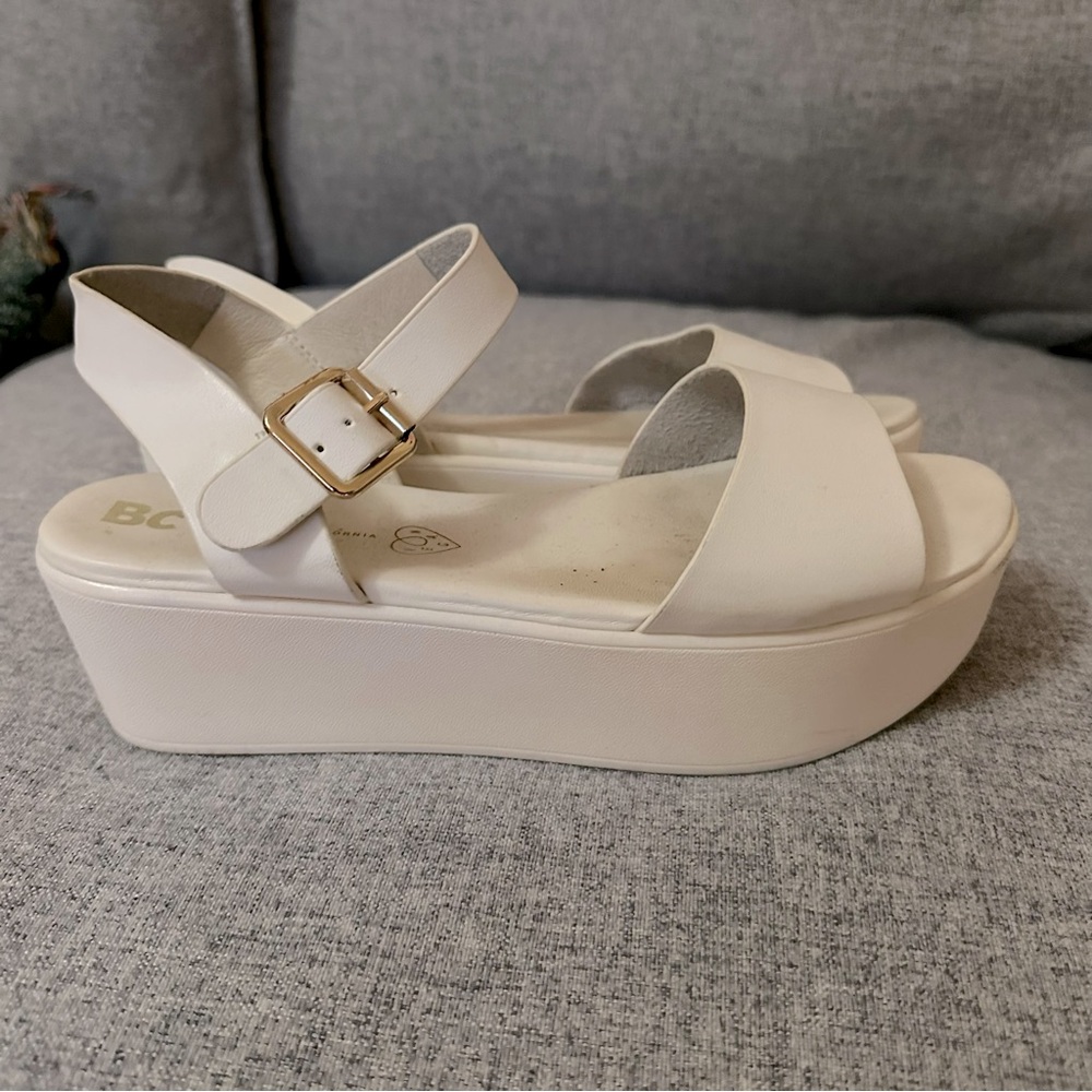 White BC Footwear Platform Sandals